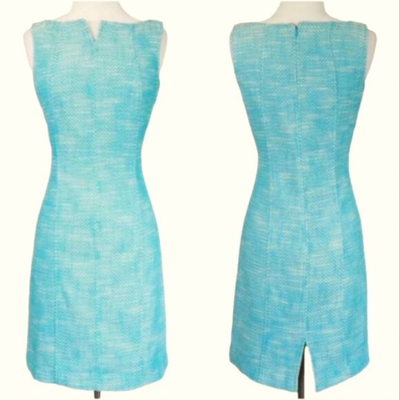 Talbots Blue Tweed Sleeveless Sheath Dress Size 14 P Petite - Picture 2 of 9